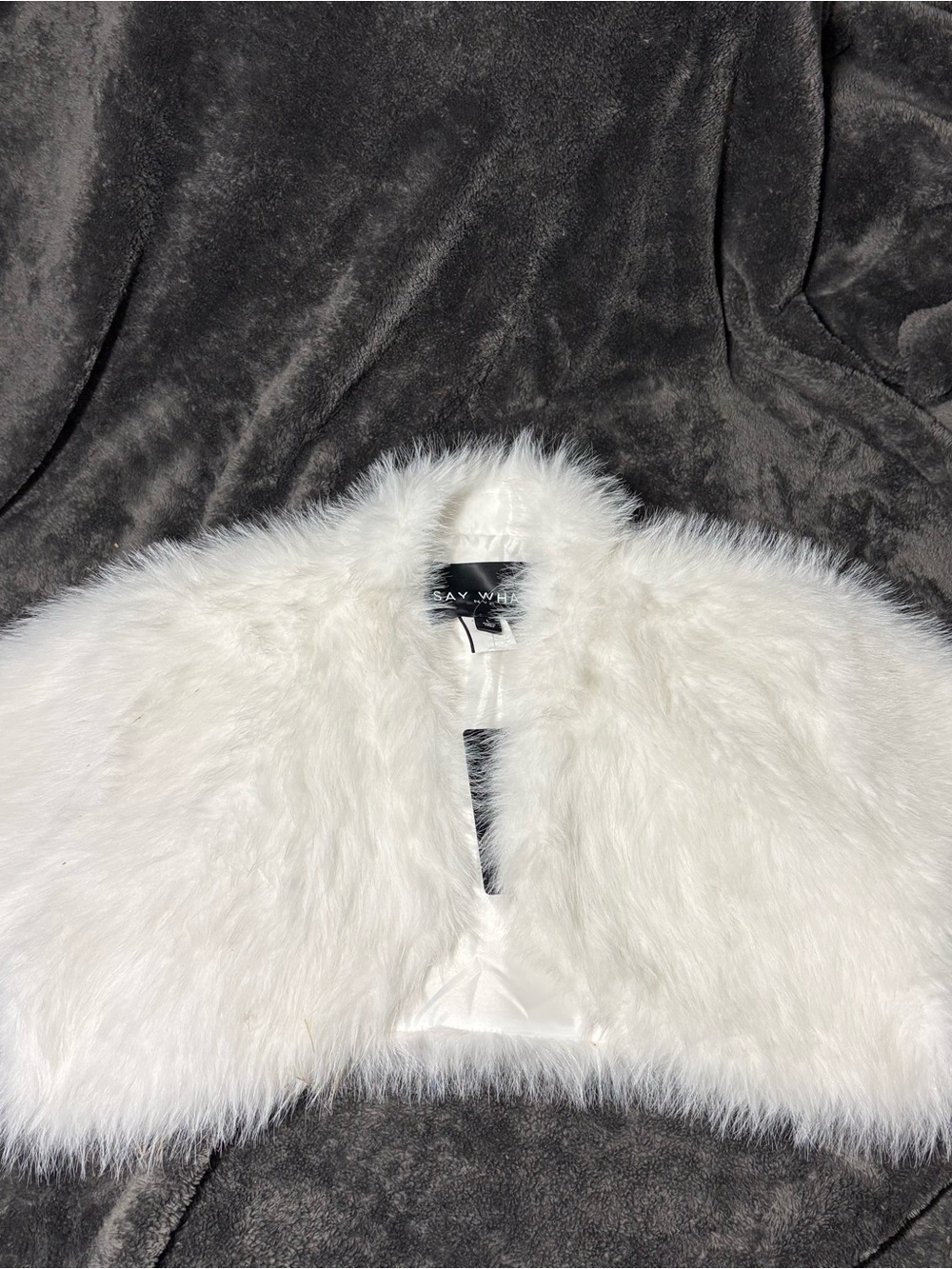 Say What? White Faux Fur Cropped Cape
